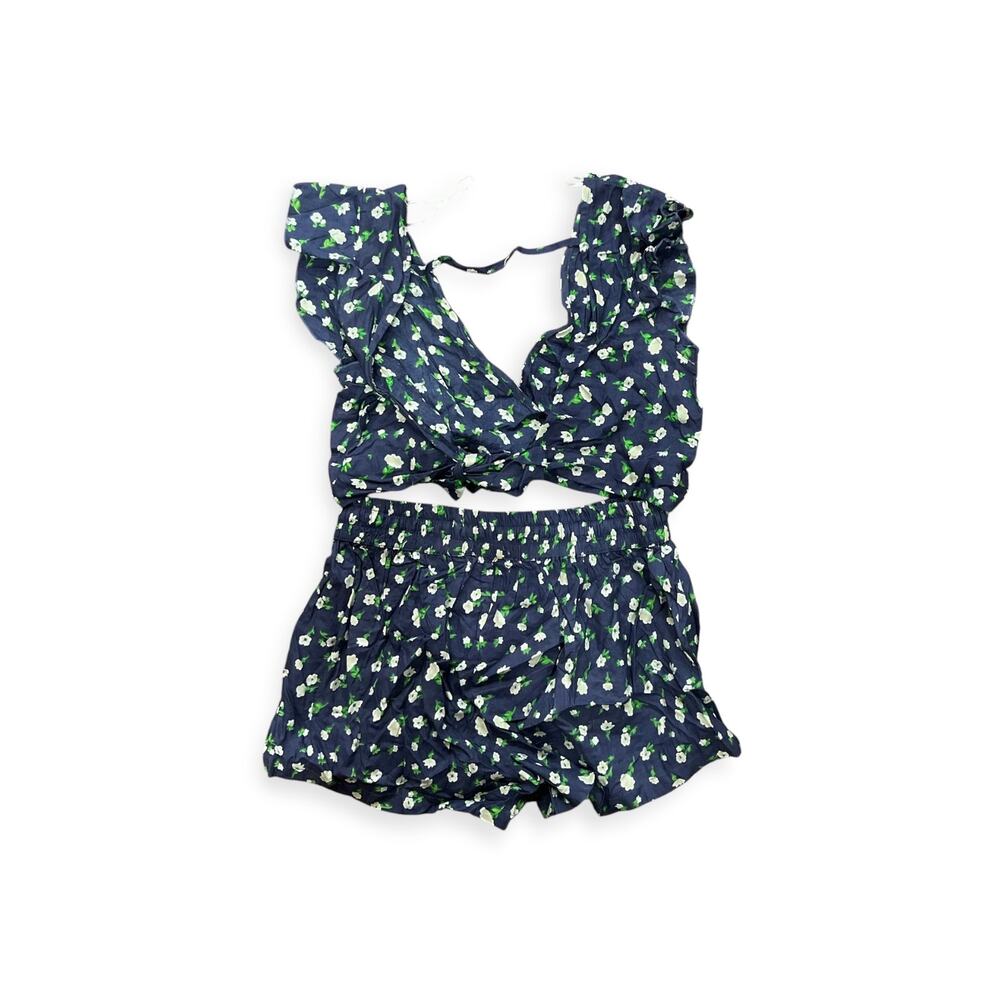 Kiwi + Punch Short Set Women Small Blue Floral NWT - Picture 2 of 3